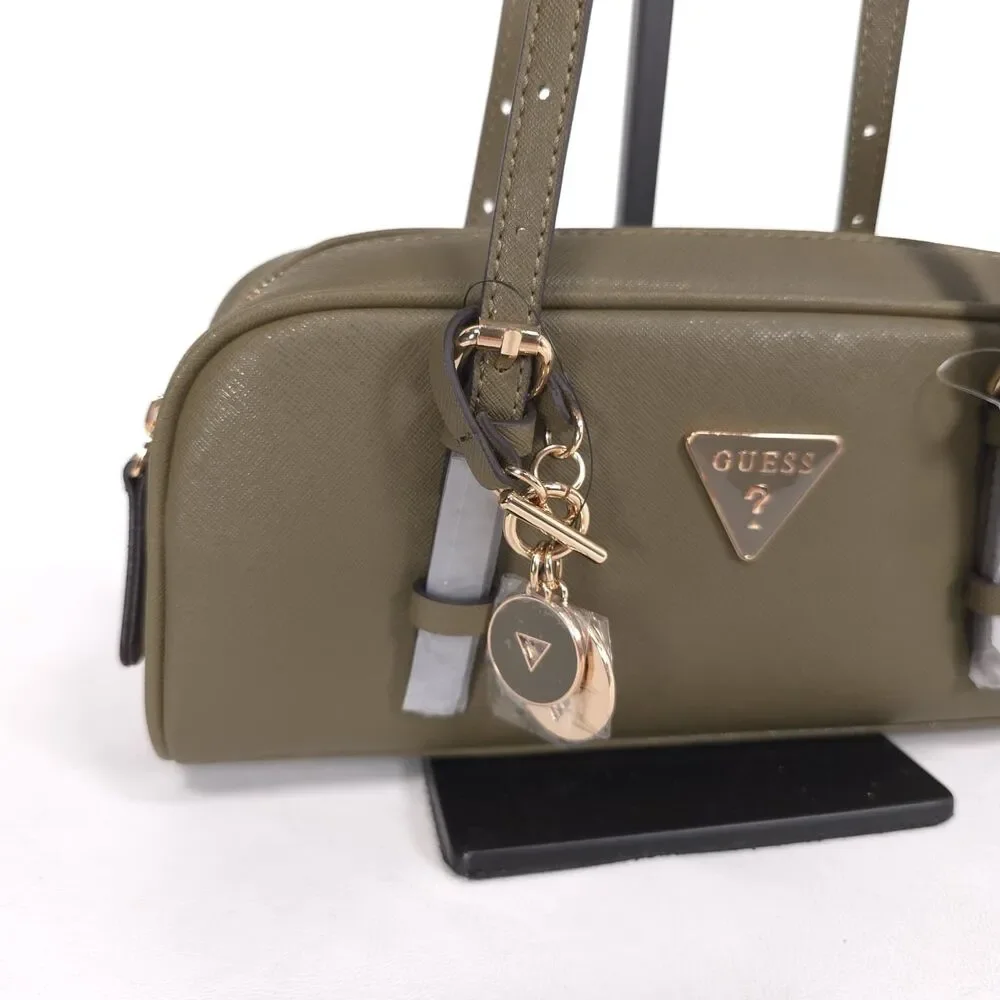 GUESS Womens New Zita Satchel Double Handle Shoulder Bag Olive Green SA731909